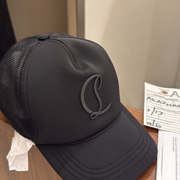 Christian Louboutin Black Logo Trucker Hat(Neoprene) new with tags